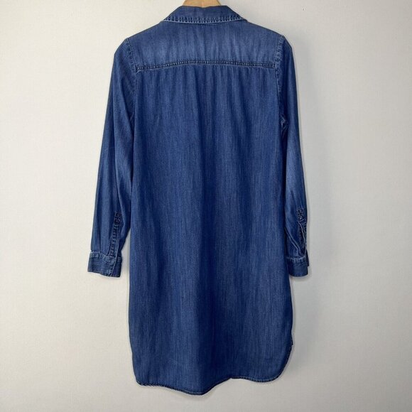 White House Black Market Denim Shirt Dress Sz 4 Jean Coastal Cowgirl - Picture 4 of 8